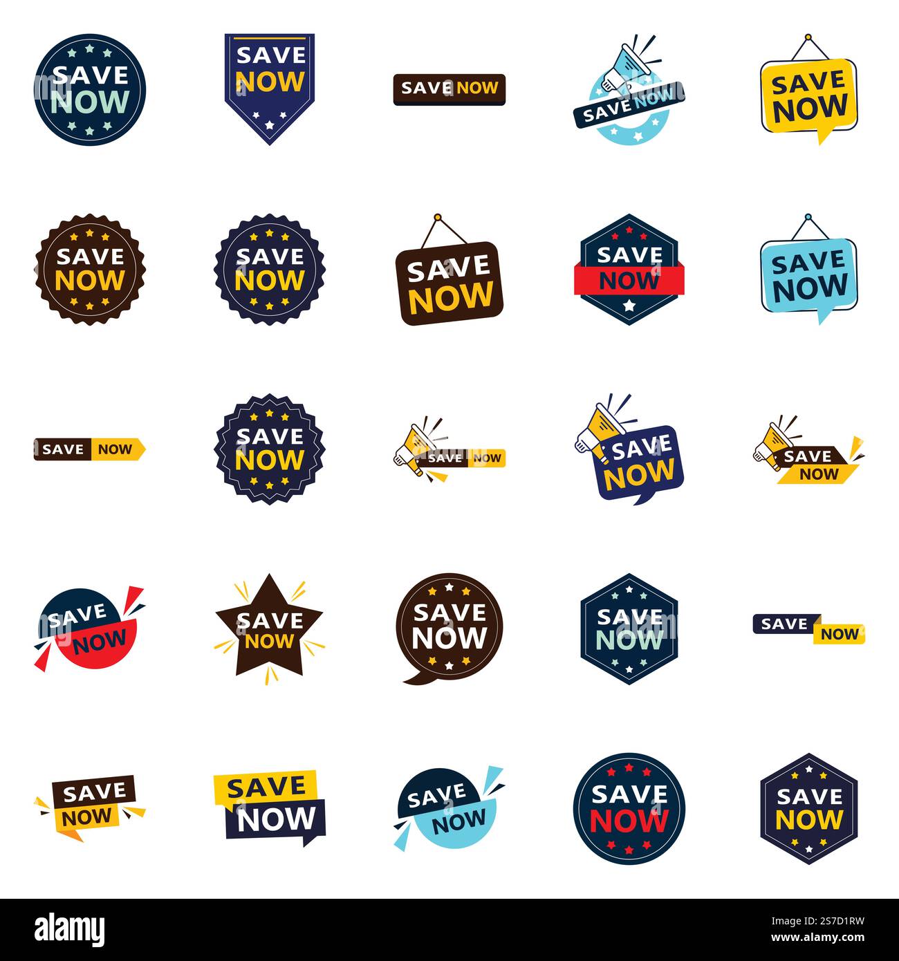 Risparmia ora 25 design tipografici unici per distinguersi e risparmiare Illustrazione Vettoriale
