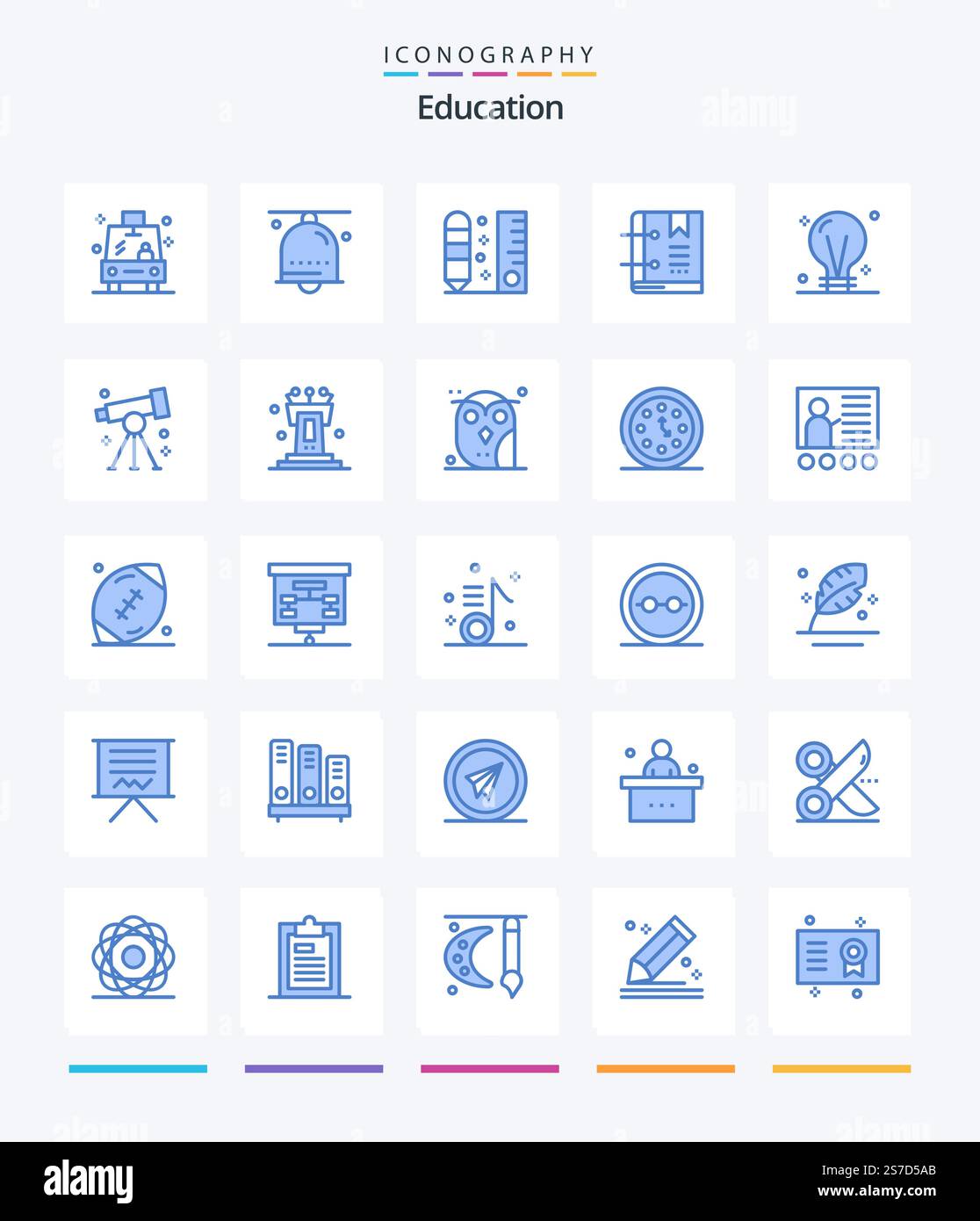 Creative Education 25 pacchetto icone blu come marker. segnalibro. anello. libro. righello Illustrazione Vettoriale Creative Education 25 pacchetto icone blu come marker. segnalibro. anello. libro. righello Illustrazione Vettoriale