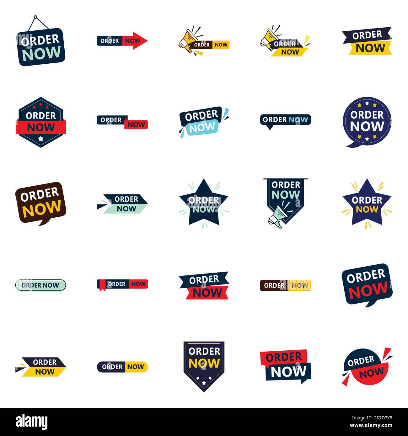 Promuovi i tuoi prodotti o servizi con stile con i nostri banner Pack of 25 Order Now Illustrazione Vettoriale