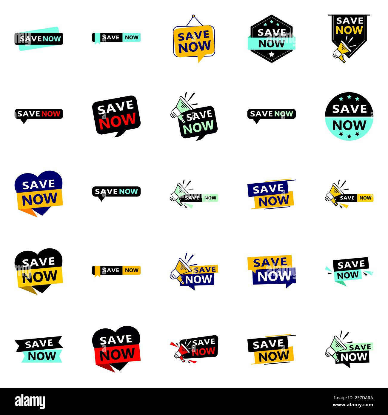 25 banner tipografici versatili per promuovere il risparmio su più supporti Illustrazione Vettoriale