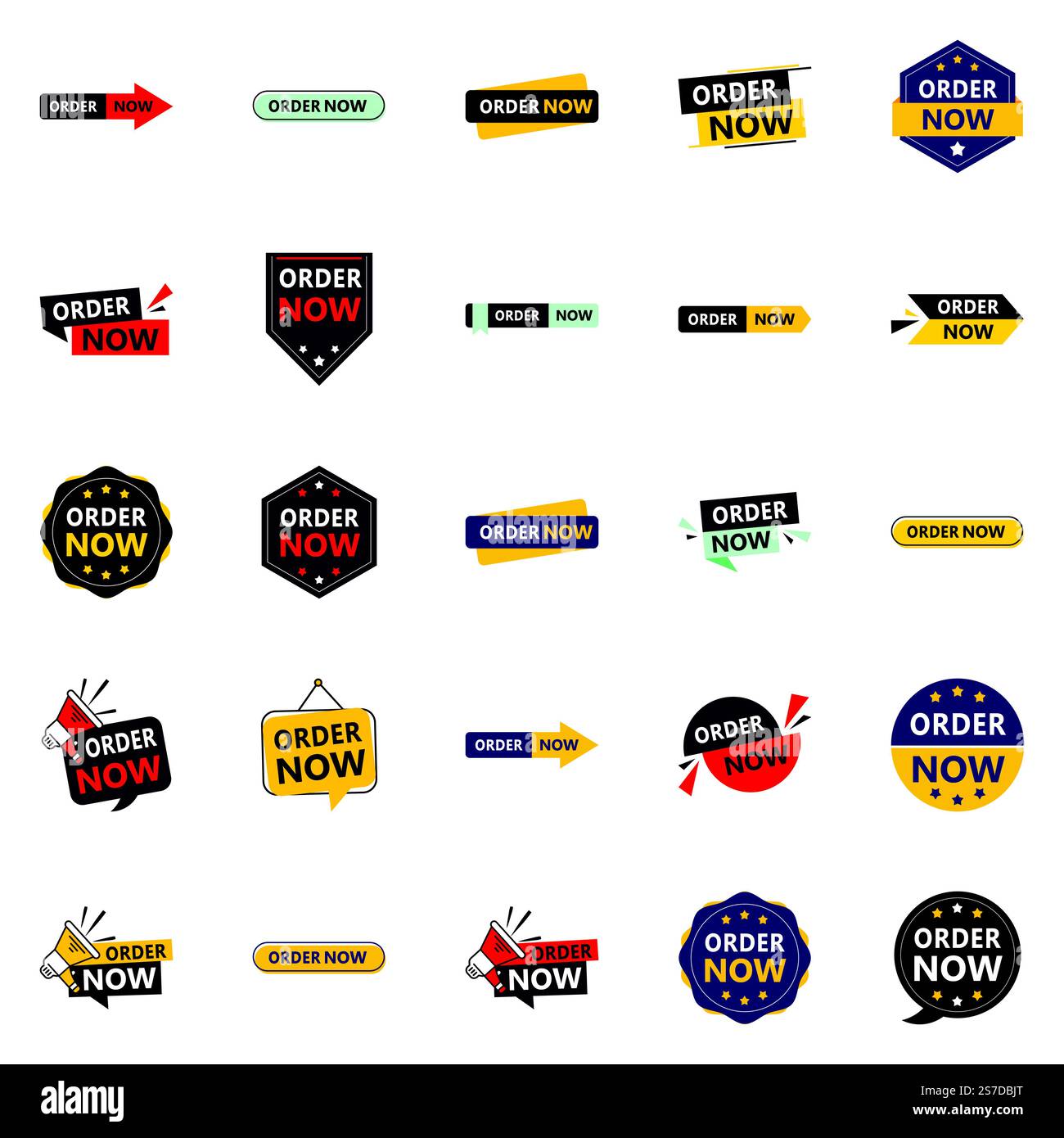 Promuovi i tuoi prodotti o servizi con stile con i nostri banner Pack of 25 Order Now Illustrazione Vettoriale