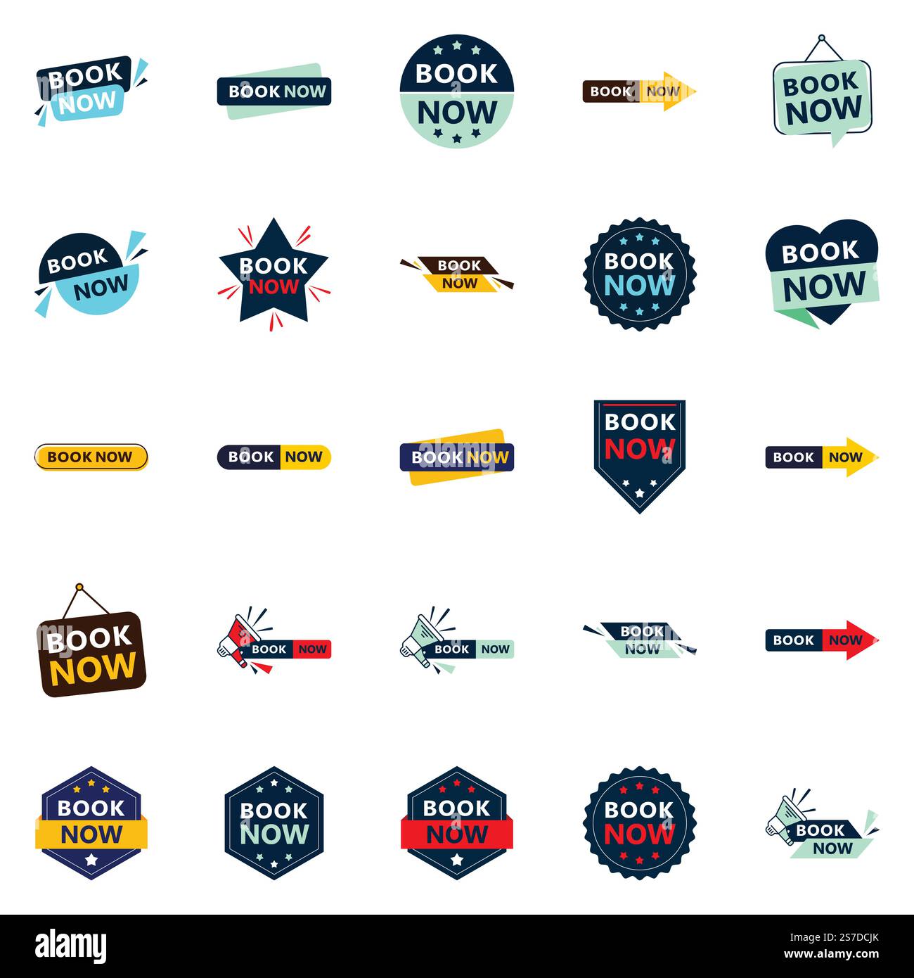 25 attraente Book Now Banners in una gamma di stili Illustrazione Vettoriale