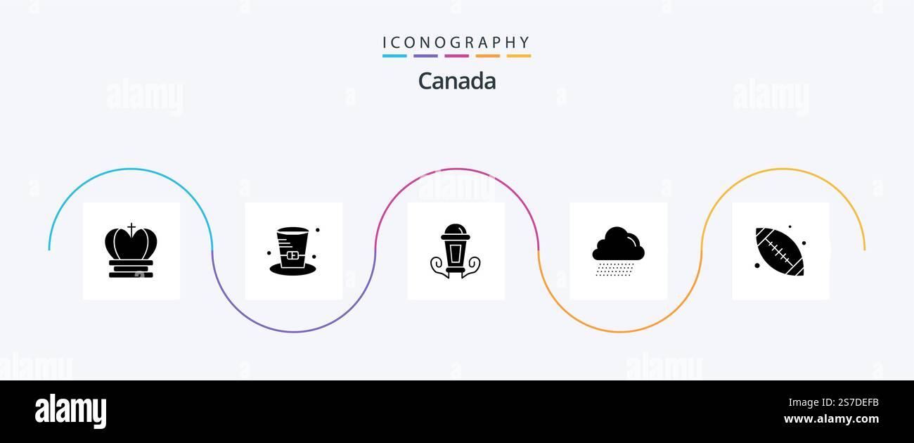 Pacchetto icone Canada Glyph 5 con palla base. canada. luce. canada. nuvola Illustrazione Vettoriale