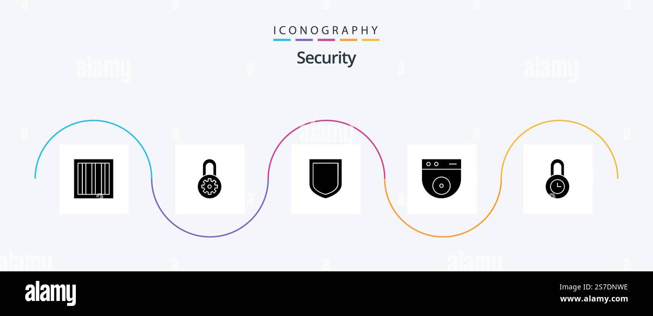 Security Glyph 5 Icon Pack che include . protezione. tempo. blocco Illustrazione Vettoriale