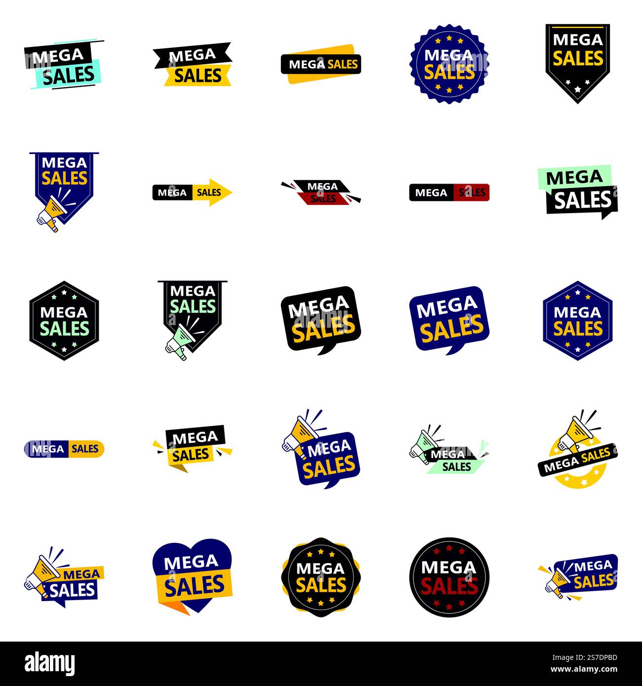 25 splendidi design vettoriali nel pacchetto Mega sale, perfetto per i progettisti di prodotti Illustrazione Vettoriale