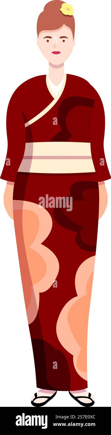 Vettoriale cartoni animati con icona kimono colorata. Persona asiatica. Design di costumi. Vettoriale cartoni animati con icona kimono colorata. Persona asiatica Illustrazione Vettoriale