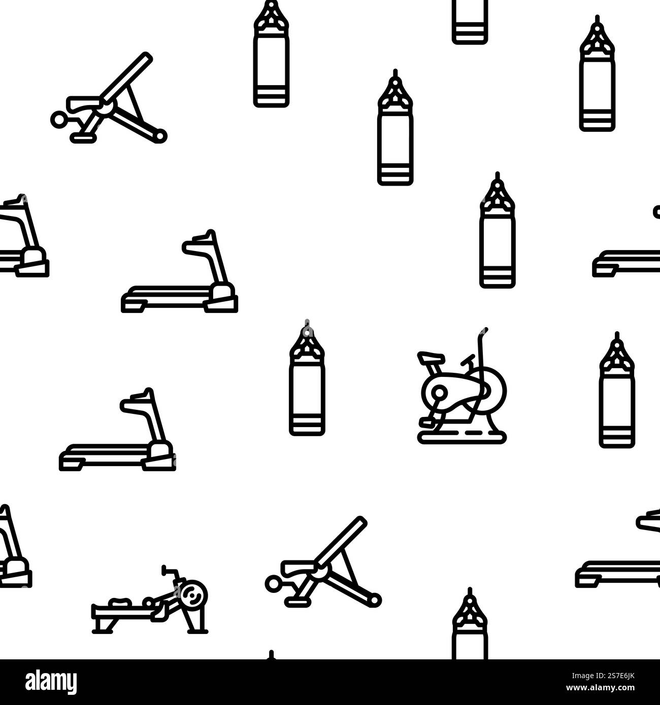 palestra fitness vettore di esercizio motivo senza cuciture linee sottili illustrazione. fitness fitness fitness fitness vector, modello senza cuciture Illustrazione Vettoriale