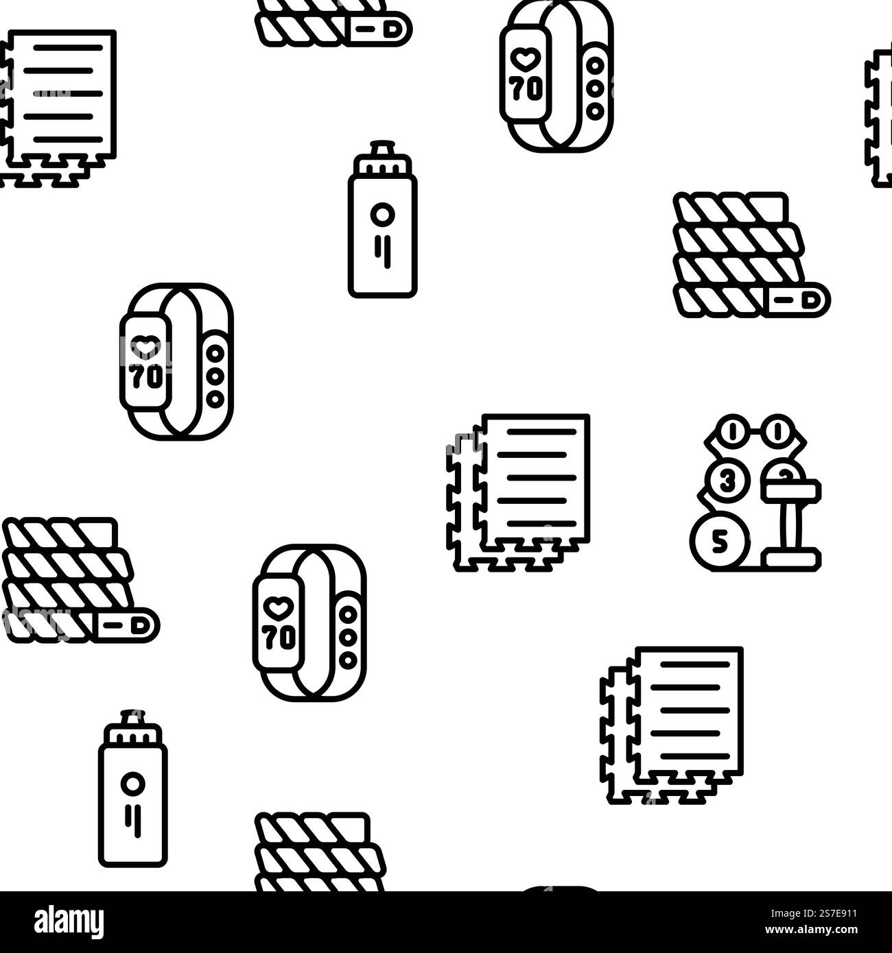 palestra fitness vettore di esercizio motivo senza cuciture linee sottili illustrazione. fitness fitness fitness fitness vector, modello senza cuciture Illustrazione Vettoriale