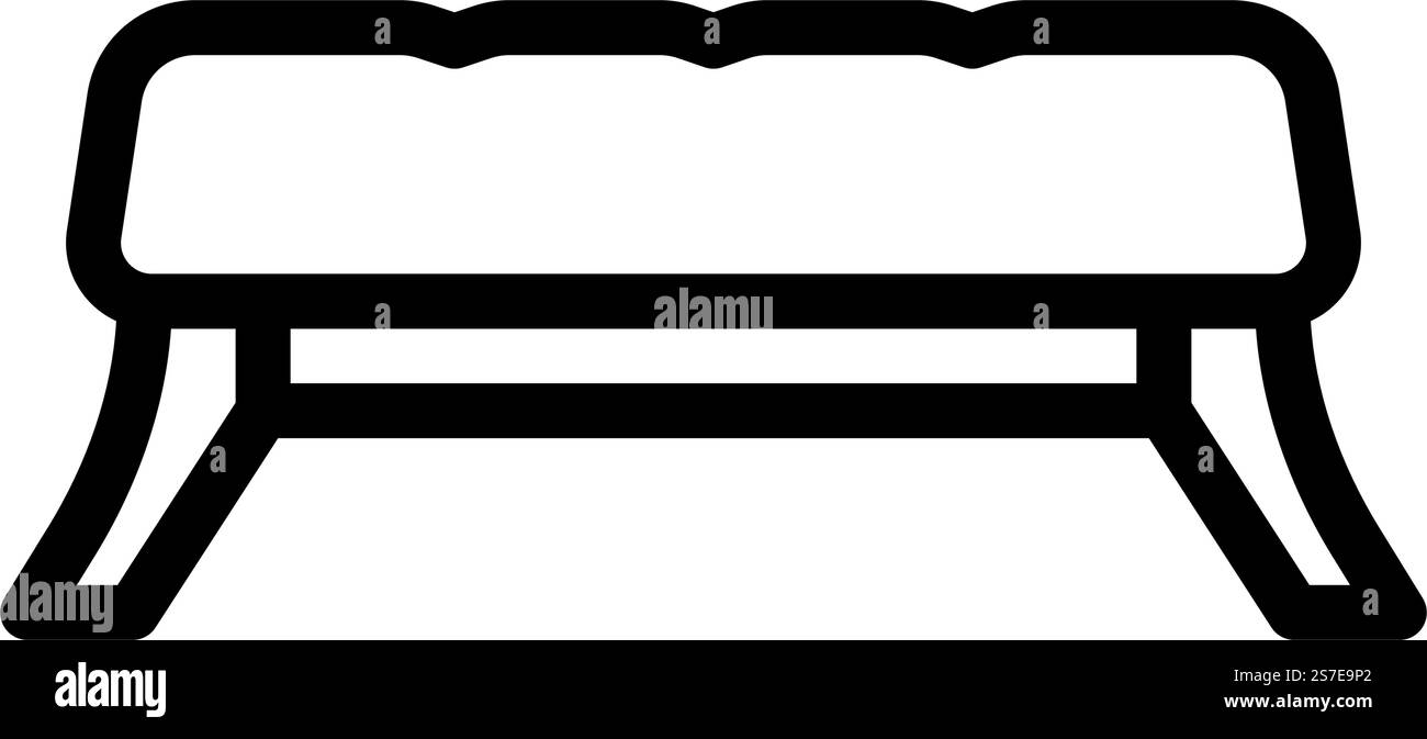 panca per camera da letto linea interna camera da letto icon vector. cartello interno della camera da letto con panca. illustrazione nera del simbolo del contorno isolato. panca della camera da letto immagine vettoriale dell'icona della linea interna della camera da letto Illustrazione Vettoriale