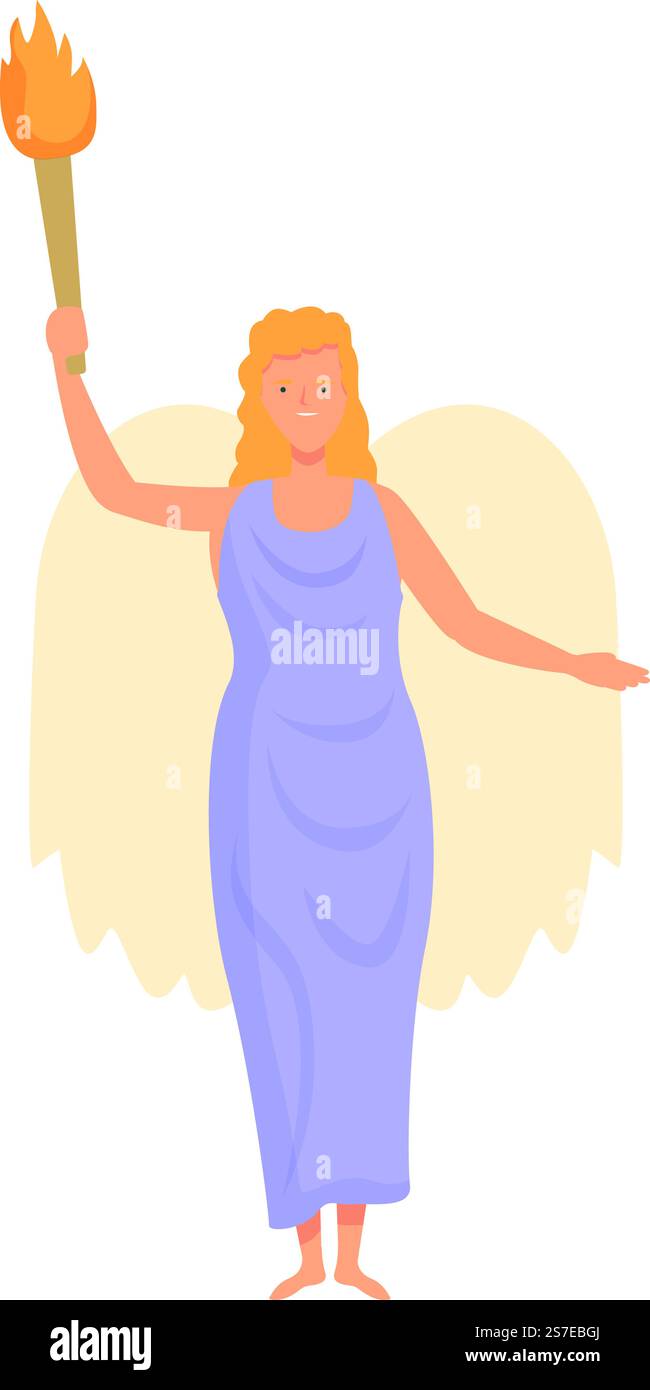 Vettore cartoni animati icona Hestia. dio greco. Il mito di Minerva. Vettore cartoni animati icona Hestia. dio greco Illustrazione Vettoriale