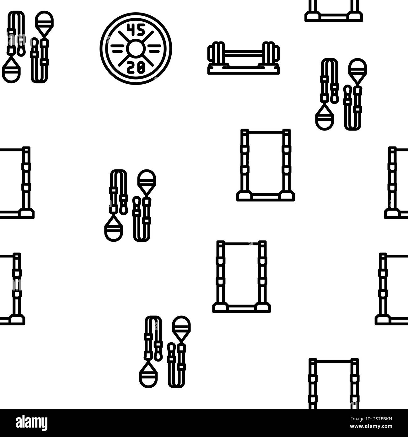 palestra fitness vettore di esercizio motivo senza cuciture linee sottili illustrazione. fitness fitness fitness fitness vector, modello senza cuciture Illustrazione Vettoriale