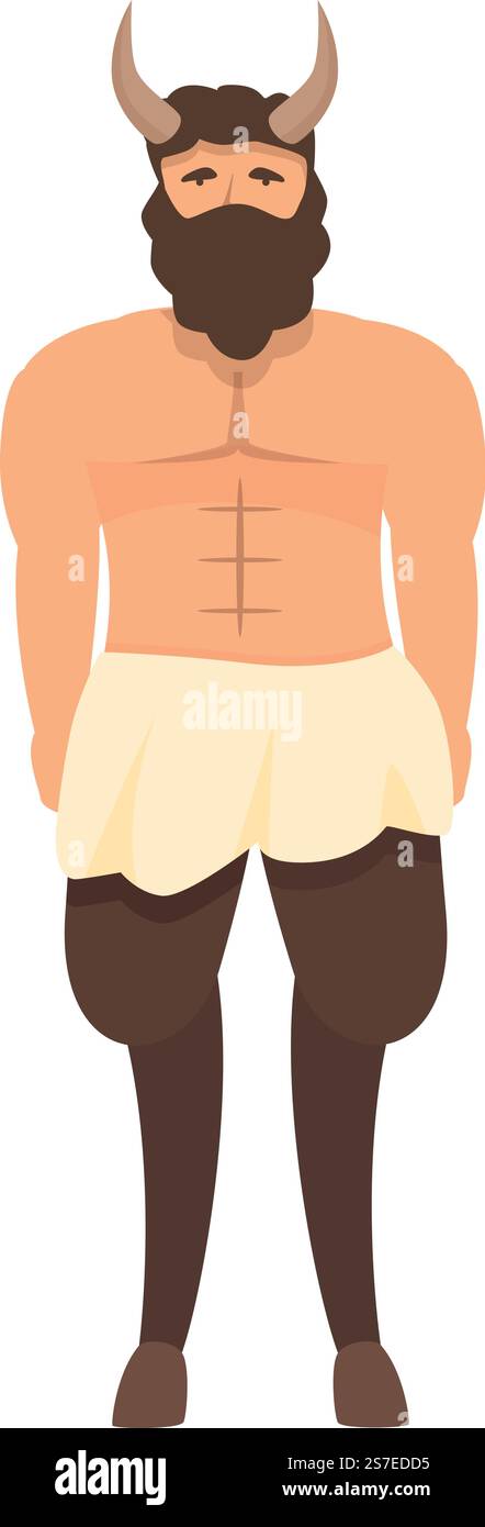 Vettore cartoon icona Minotaur. dio greco. Hestia zeus. Vettore cartoon icona Minotaur. dio greco Illustrazione Vettoriale