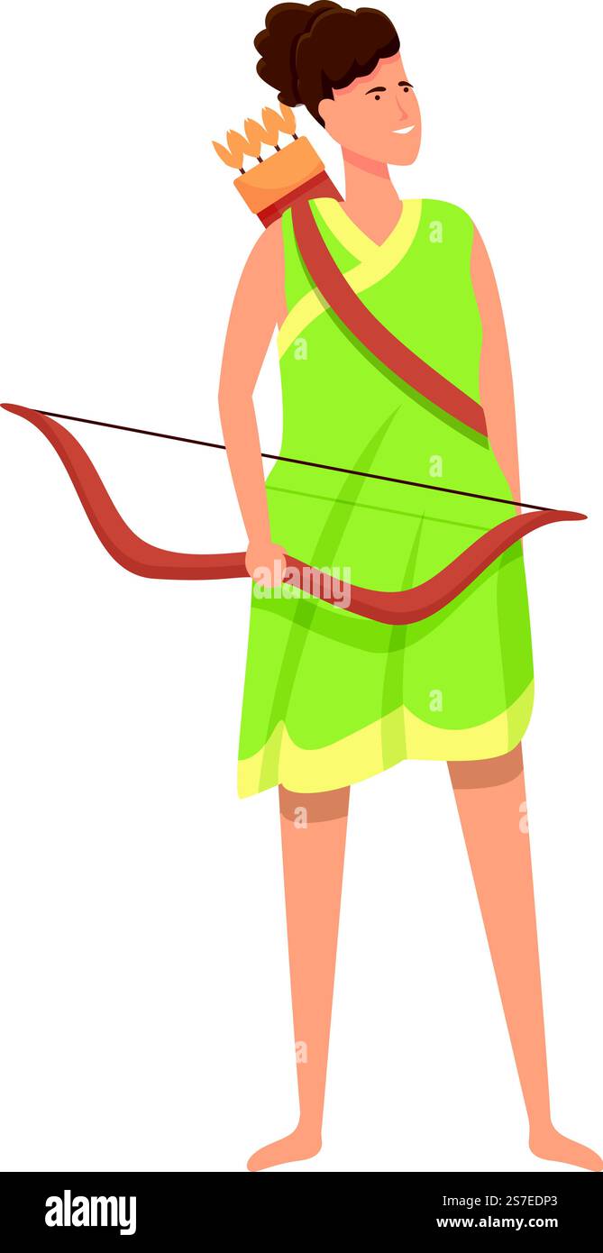 Icona del mito femminile vettore di cartoni animati. Dea greca. La leggenda di Ares. Icona del mito femminile vettore di cartoni animati. Dea greca Illustrazione Vettoriale