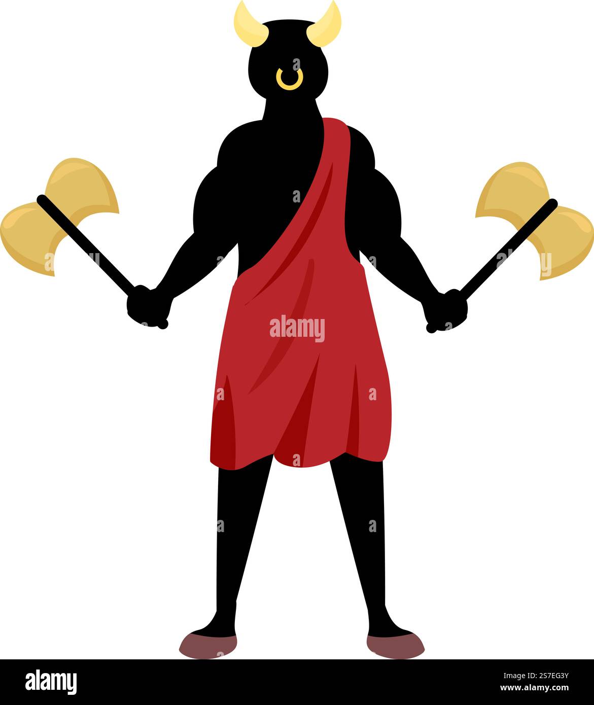 Vettore cartoon icona Minotaur. dio greco. Hestia zeus. Vettore cartoon icona Minotaur. dio greco Illustrazione Vettoriale