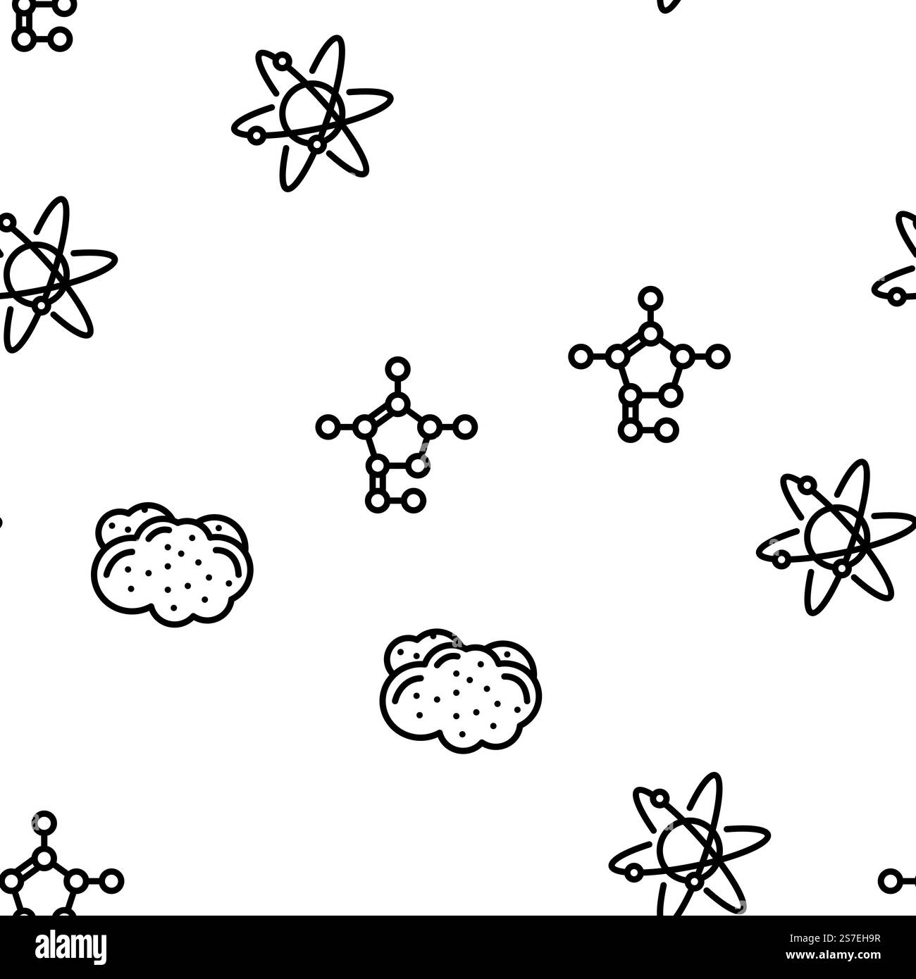 illustrazione a linee sottili con pattern senza cuciture per vettori chimici chimici scientifici. schema senza cuciture per vettori chimici di scienza chimica Illustrazione Vettoriale