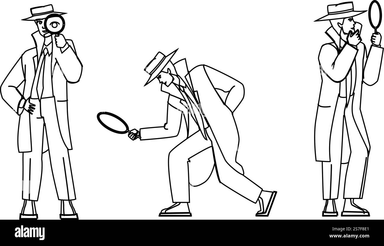 detective vettore della polizia. crimine investigativo, comitato investigativo, criminale d'ufficio, poliziotto misterioso della mafia. Illustrazione delle persone. detective vettore della polizia Illustrazione Vettoriale detective vettore della polizia. crimine investigativo, comitato investigativo, criminale d'ufficio, poliziotto misterioso della mafia. Illustrazione delle persone. detective vettore della polizia Illustrazione Vettoriale