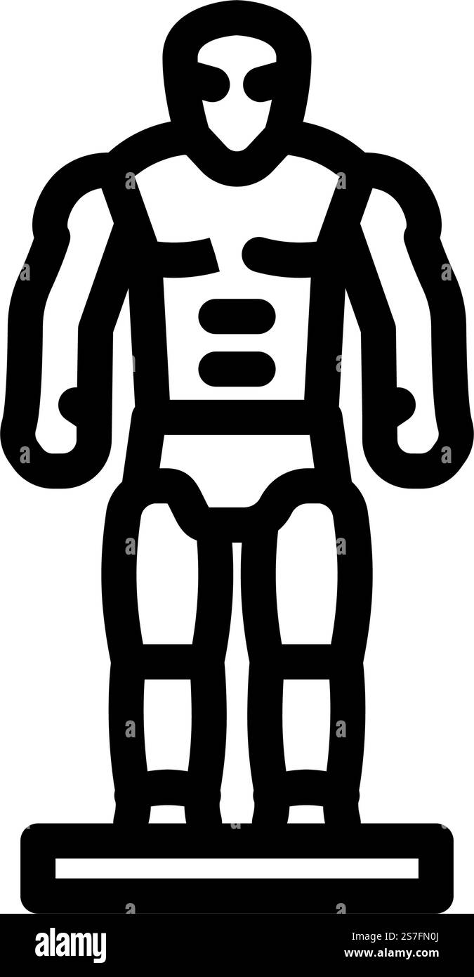 personaggio con l'icona della linea bambino giocattolo vettoriale. simbolo bambino giocattolo personaggio. illustrazione nera del simbolo del contorno isolato. figura azione icona della linea bambino giocattolo illustrazione vettoriale Illustrazione Vettoriale