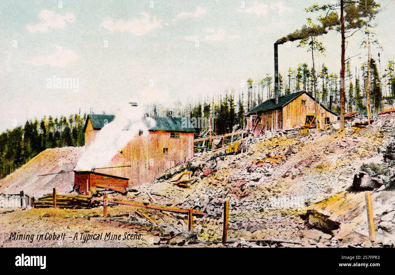 Settore minerario, Cobalt Ontario Canada, cartolina degli anni '1910 circa. fotografo non identificato Foto Stock
