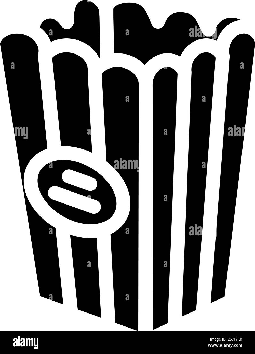 secchio scatola di popcorn delizioso vettore icona glifo. cartello "buonissimo" della scatola di popcorn a tazza. illustrazione del simbolo isolato. illustrazione vettoriale dell'icona glifo della scatola del popcorn della benna Illustrazione Vettoriale