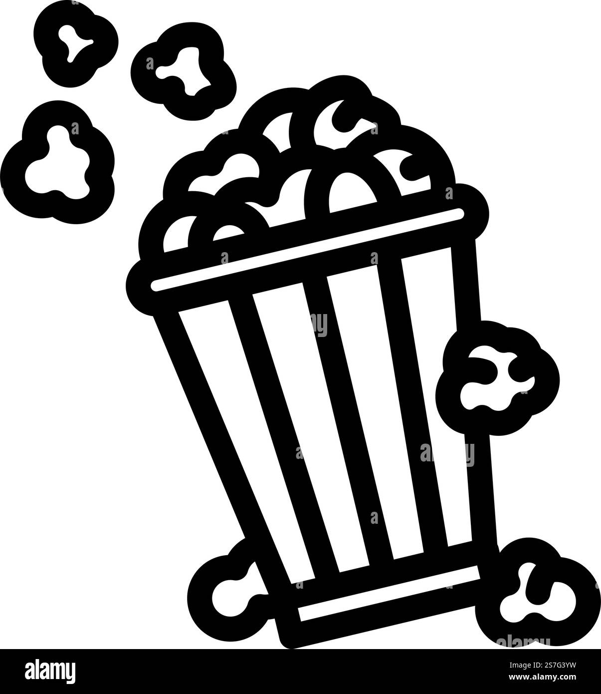vettore icona linea scatola a strisce popcorn benna. segnale scatola a strisce popcorn benna. illustrazione nera del simbolo del contorno isolato. illustrazione vettoriale dell'icona a forma di scatola a strisce popcorn della benna Illustrazione Vettoriale