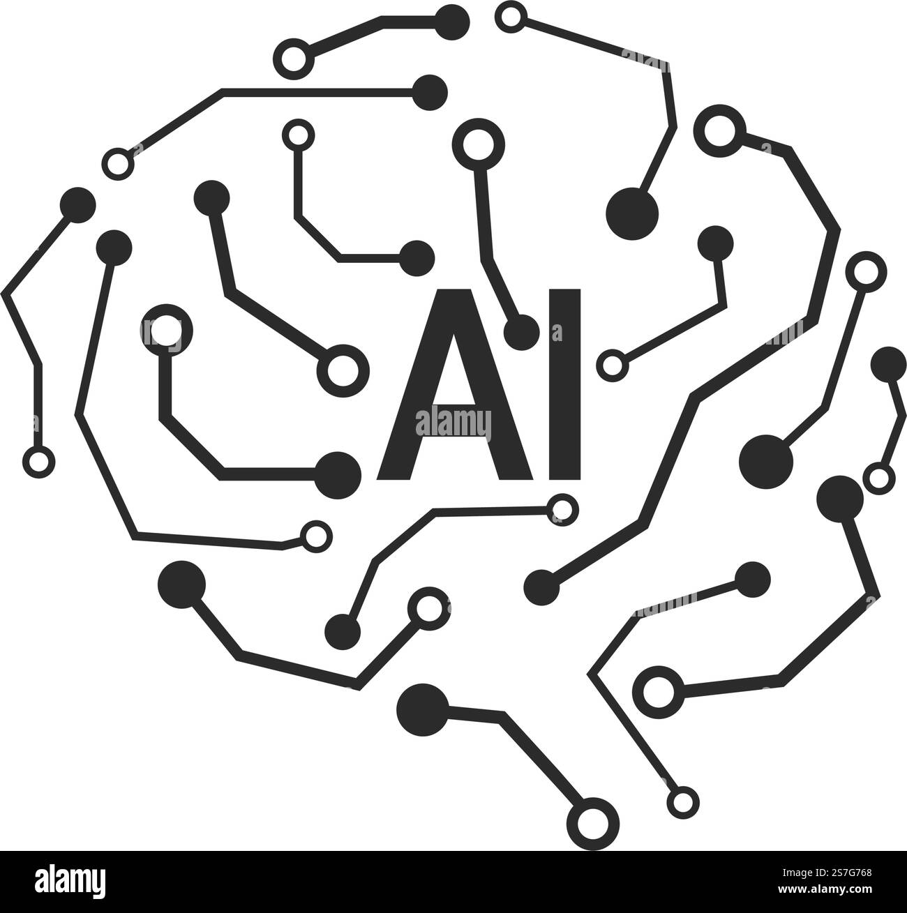 Icona del logo dell'intelligenza artificiale con design piatto Illustrazione Vettoriale