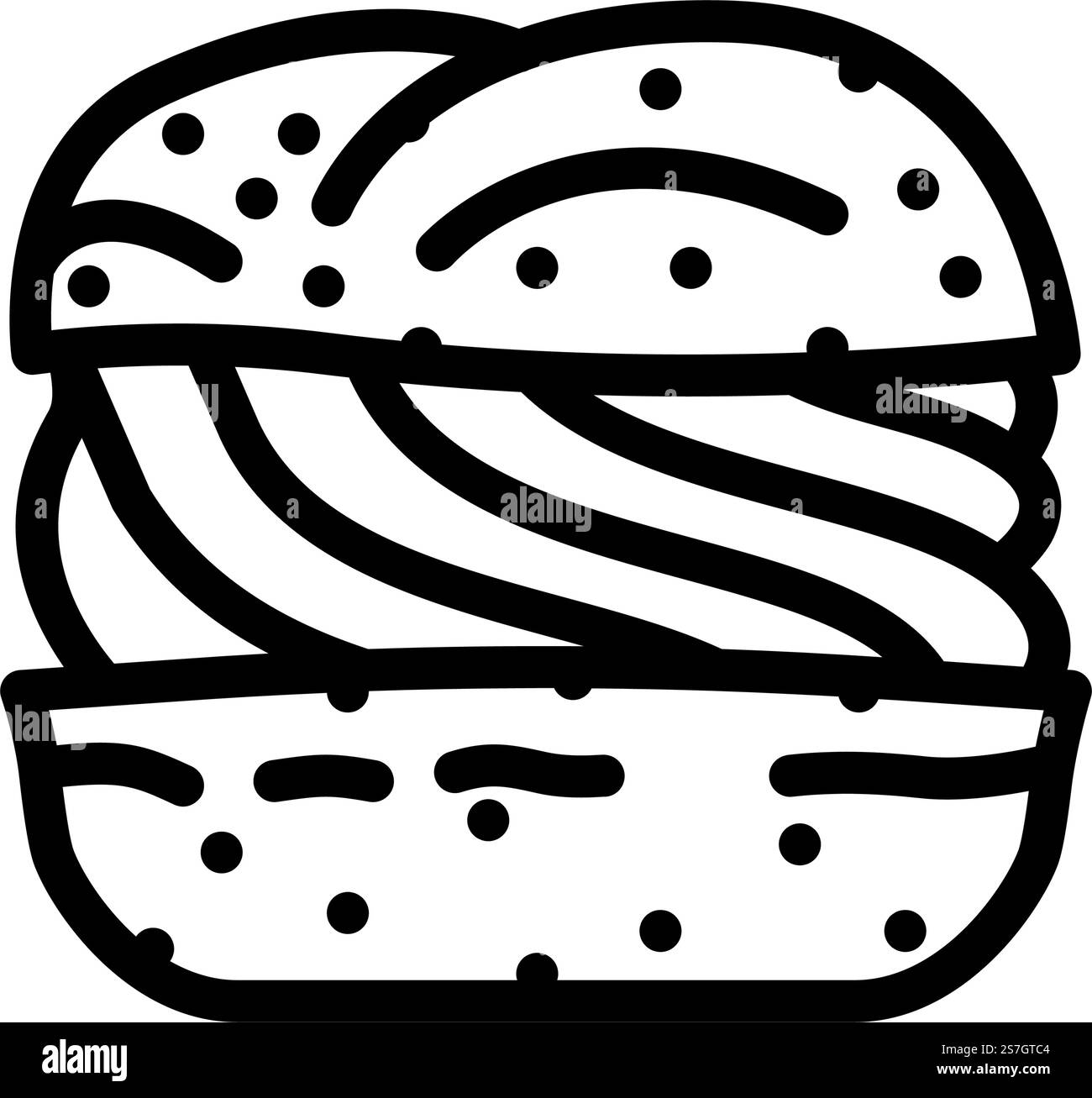 icona vettoriale della linea dello spuntino con panna alla vaniglia. insegna dello spuntino con panna alla vaniglia. illustrazione nera del simbolo del contorno isolato. illustrazione vettoriale dell'icona della linea dello spuntino con panna alla vaniglia Illustrazione Vettoriale