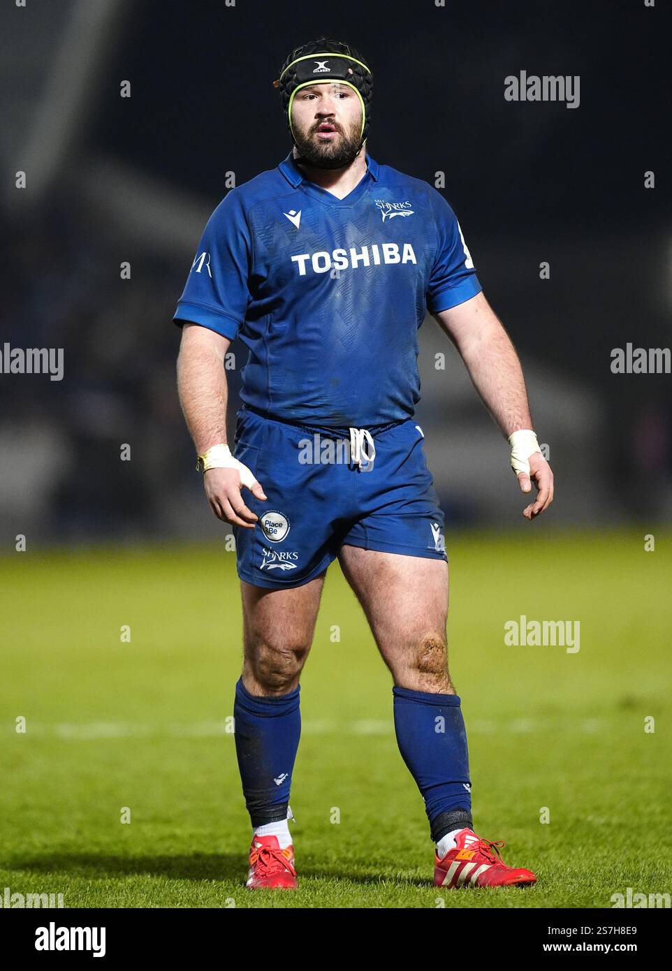 Sale Sharks' Bevan Rodd durante la partita della Investec Champions Cup all'AJ Bell Stadium di Salford. Data foto: Domenica 19 gennaio 2025. Foto Stock