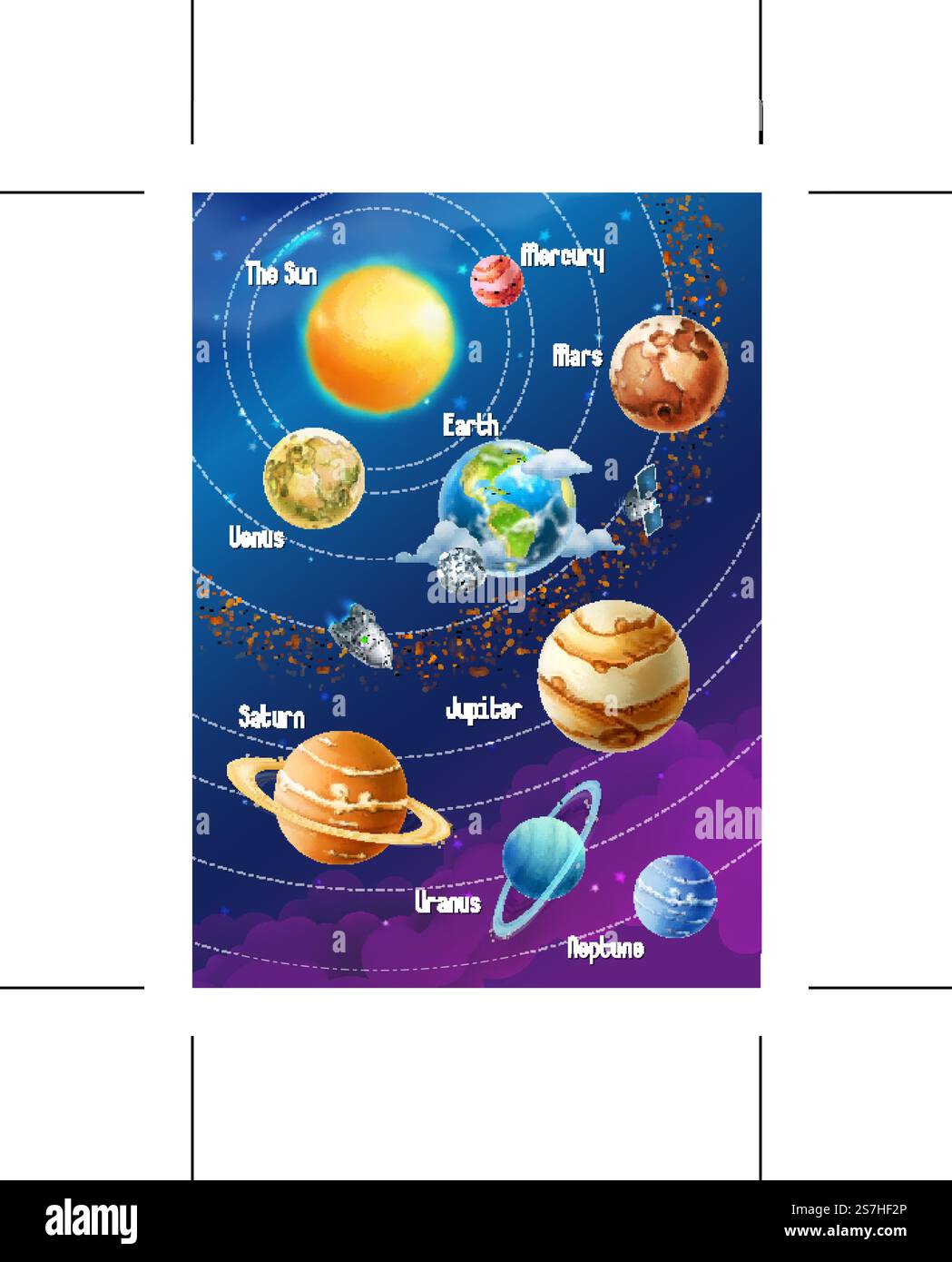 Sistema solare di pianeti, illustrazione di vettore verticale Illustrazione Vettoriale