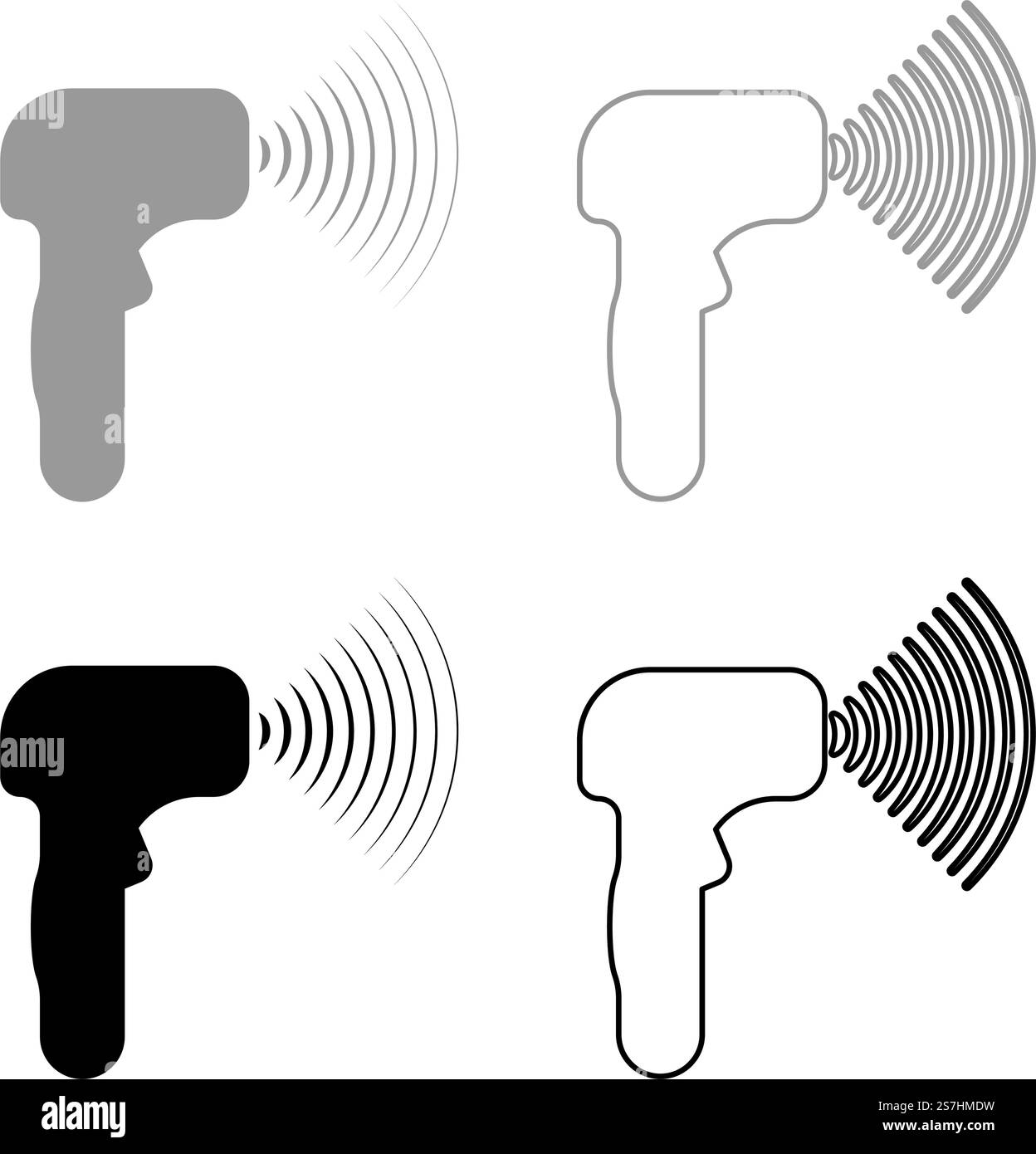 Emettitore di onde termometro manuale a pistola elettronica fronte dispositivo a infrarossi per la misurazione della temperatura Set digitale senza contatto icona grigio nero vettore immagine immagine immagine semplice contorno riempimento solido linea di contorno sottile piatto. Emettitore di onde termometro manuale a pistola elettronica fronte dispositivo a infrarossi per la misurazione della temperatura Set digitale senza contatto icona grigio nero vettore immagine immagine riempimento solido contorno linea di contorno sottile piatto Illustrazione Vettoriale