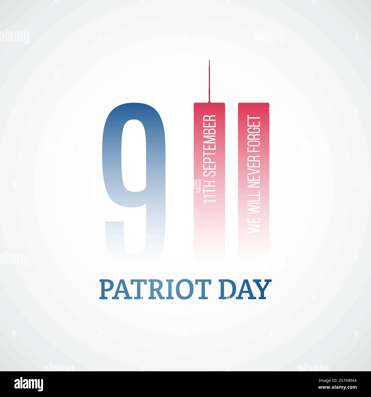 Banner del Patriot Day. Non lo dimenticheremo mai. 11 settembre giorno della memoria. Illustrazione del vettore di stock. Illustrazione Vettoriale