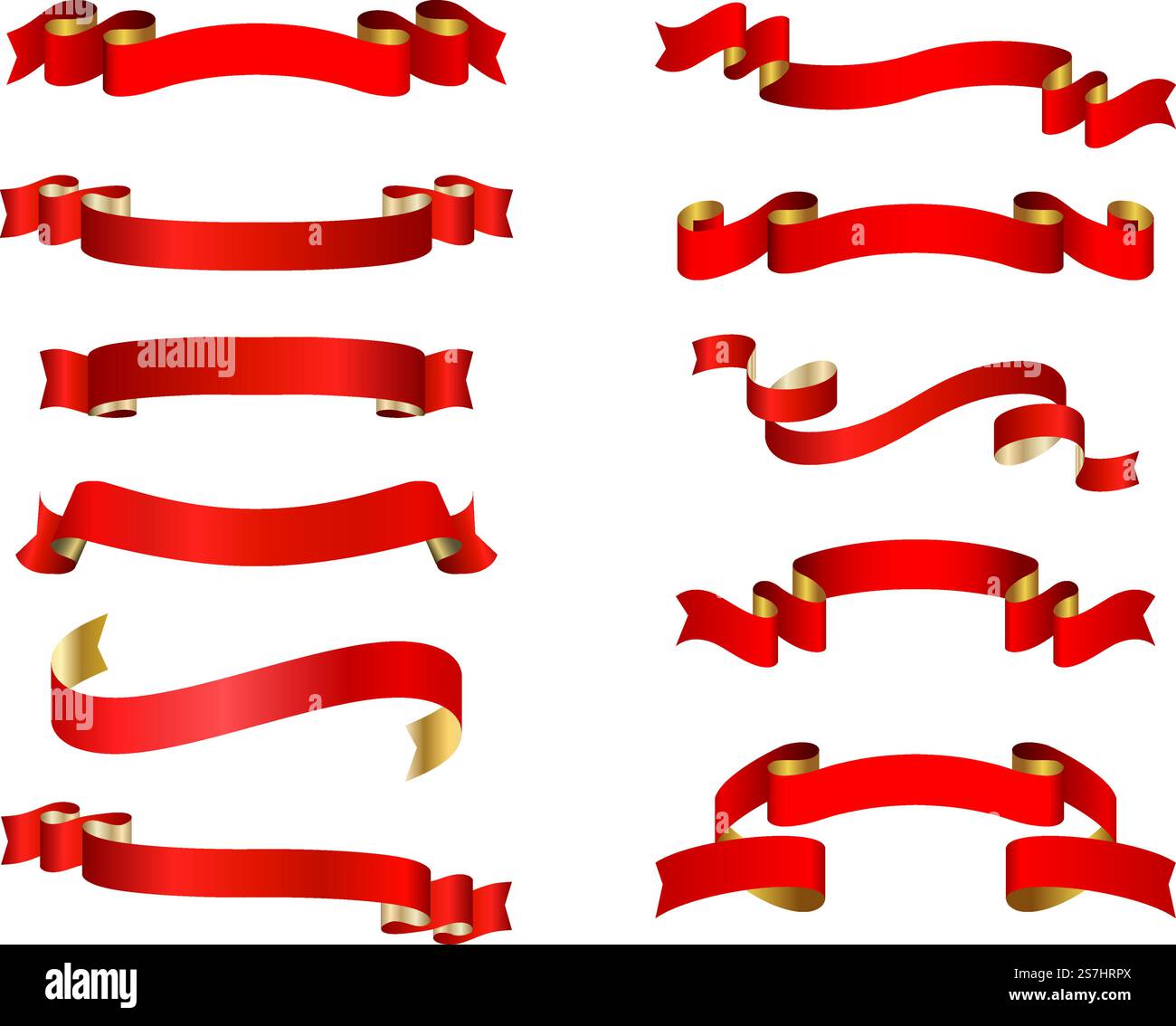 set di icone vettore nastro banner rosso Illustrazione Vettoriale