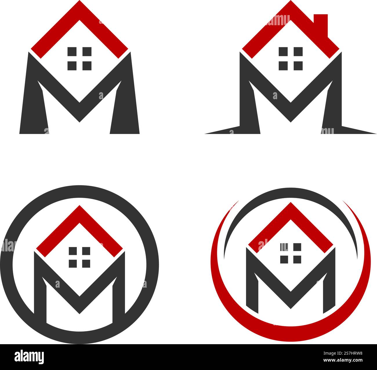 Logo di proprietà e costruzione con lettera M. Illustrazione Vettoriale