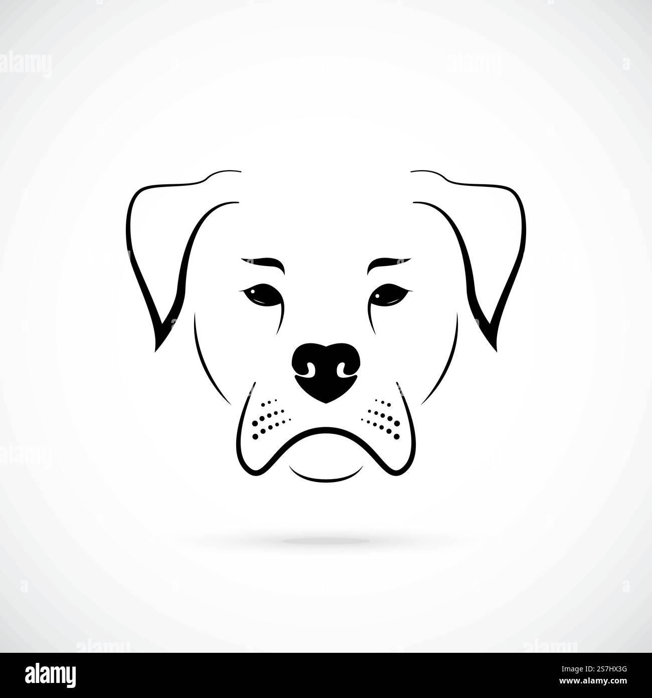 Muso americano bulldog su sfondo bianco. Icona del cane per il tuo design. Illustrazione Vettoriale