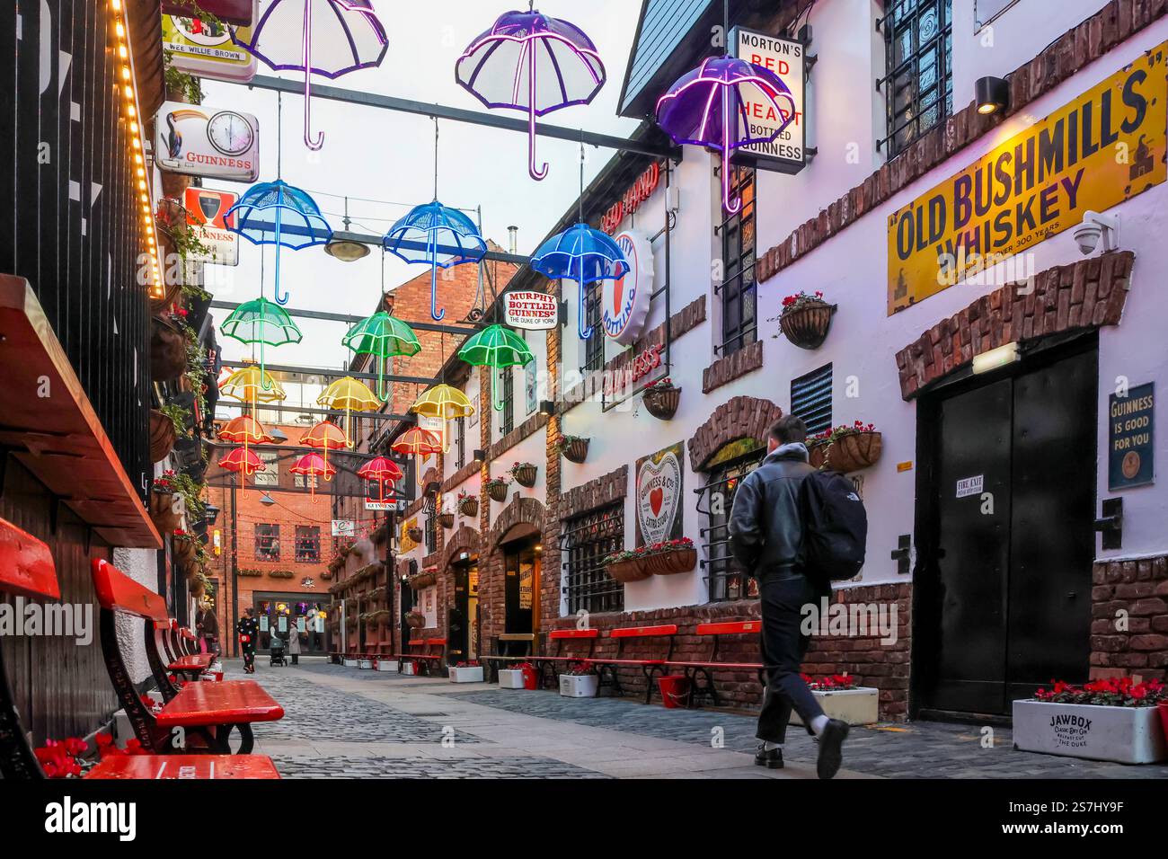 Popolare pub bar di Belfast, il bar Duke of York, Commercial Court, Belfast Cathedral Quarter, Irlanda del Nord. Foto Stock