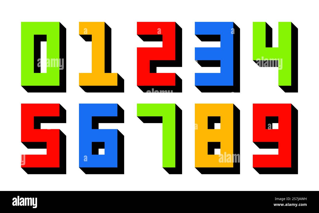 Collezione di numeri in stile retrò Illustrazione Vettoriale