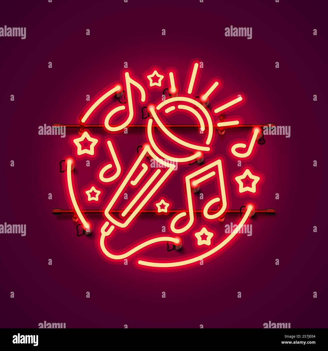 Banner per karaoke con etichetta neon. elemento di progettazione del modello. Illustrazione vettoriale Illustrazione Vettoriale