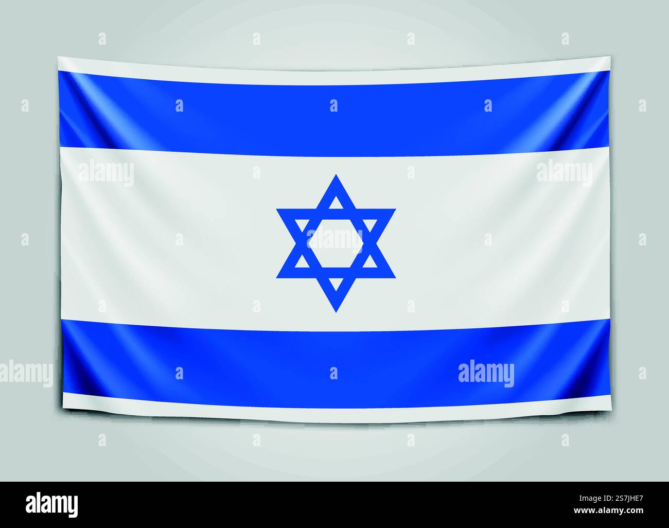 Appendere la bandiera di Israele. Stato di Israele. Concetto di bandiera nazionale israeliana. Illustrazione vettoriale. Appendere la bandiera di Israele. Stato di Israele. Concetto di bandiera nazionale israeliana. Illustrazione Vettoriale