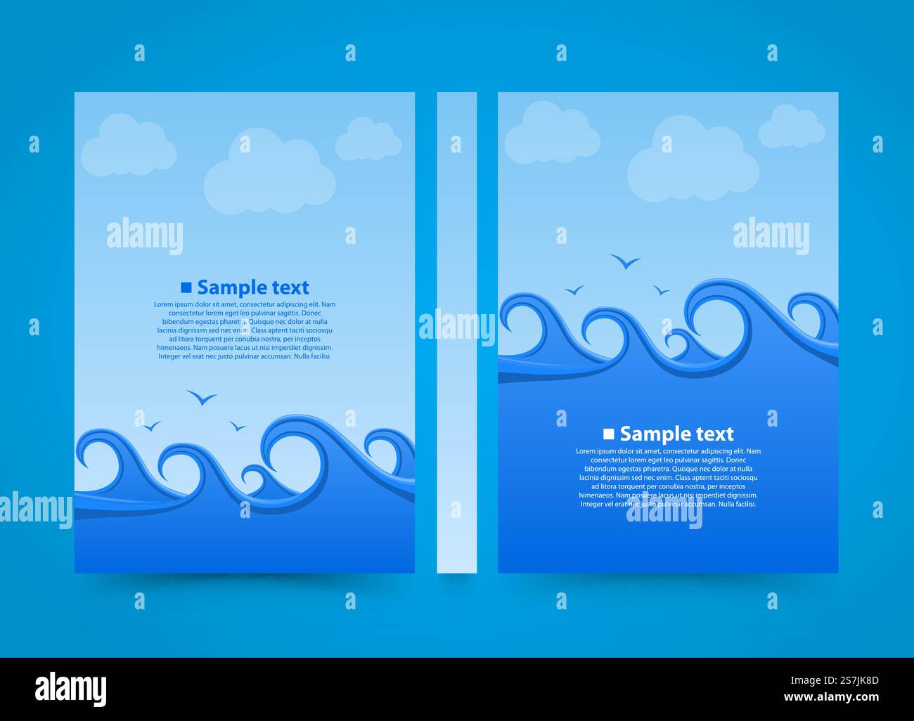 Libro per banner Flyer Sea Wave. Carta formato A4 per spiagge estive, elemento di design modello, vettoriale. Libro per banner Flyer Sea Wave. Carta formato A4 per spiaggia estiva, elemento di design modello, sfondo vettoriale Illustrazione Vettoriale