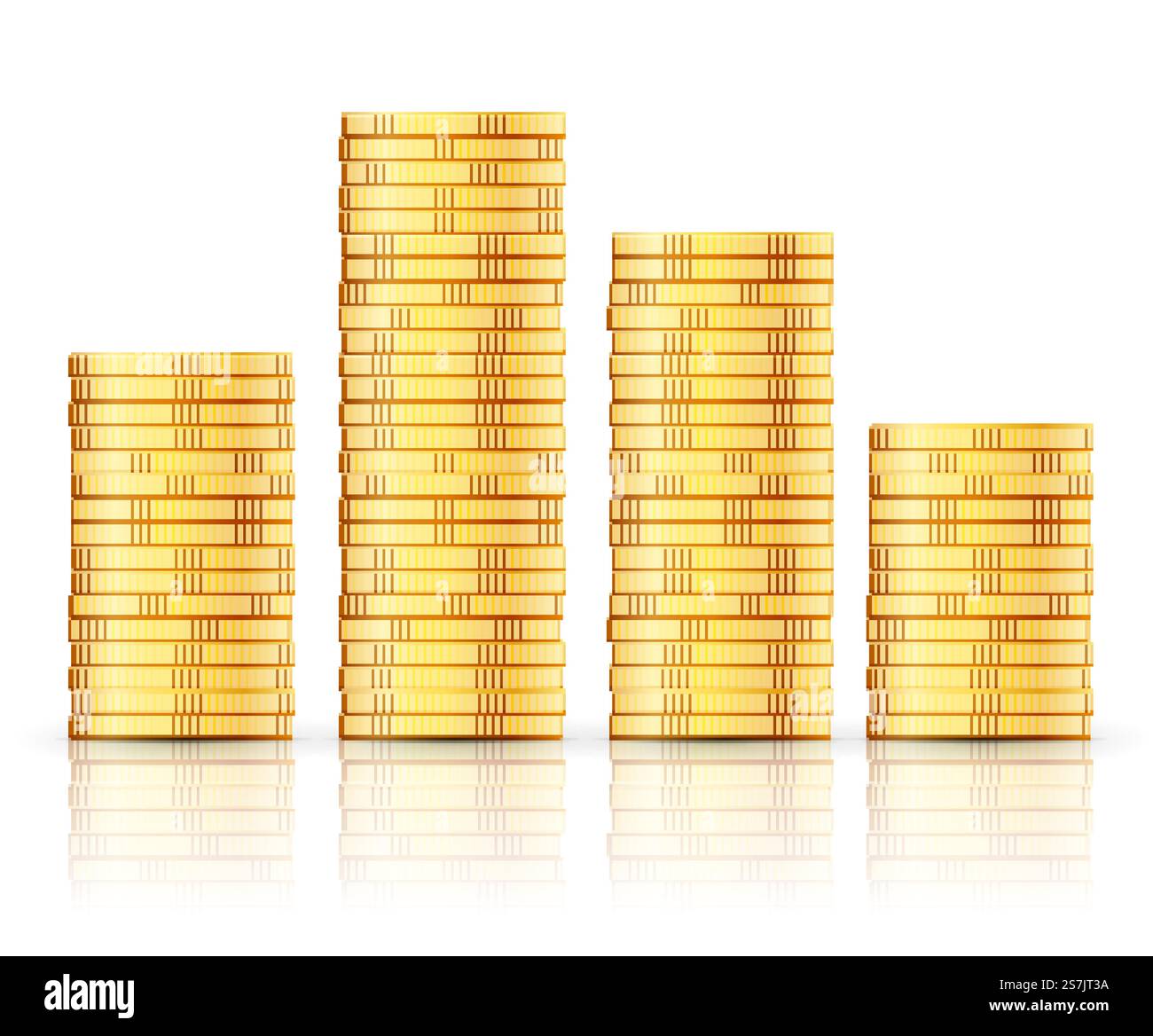 Pile di monete d'oro. Money Coins Icon Design Business Concept. Illustrazione della valuta del contante vettoriale.. Pile di monete d'oro. Money Coins Icon Design Business Concept. Illustrazione della valuta di cassa vettoriale Illustrazione Vettoriale
