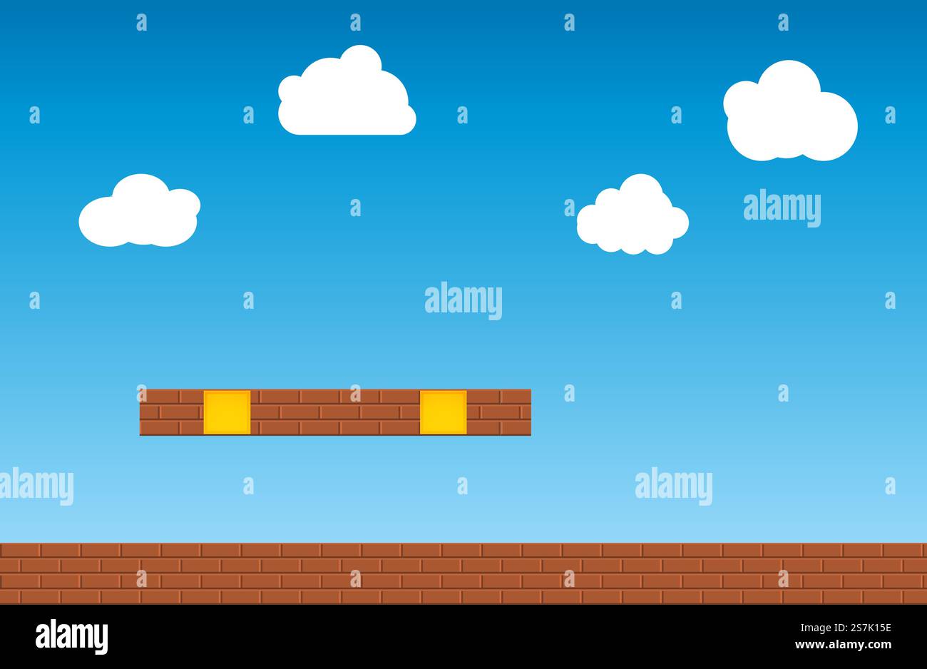 Sfondo di un vecchio videogioco retrò. Un classico scenario di gioco in stile retrò. Sfondo di un vecchio videogioco retrò. Classico scenario di gioco in stile retrò Illustrazione Vettoriale