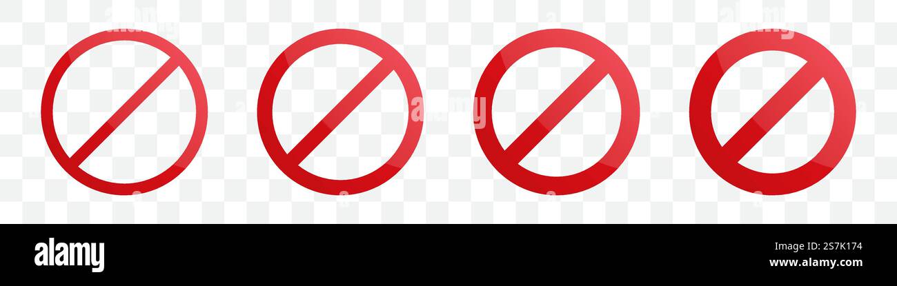Set di modelli di cerchio di divieto in spessore diverso Illustrazione Vettoriale