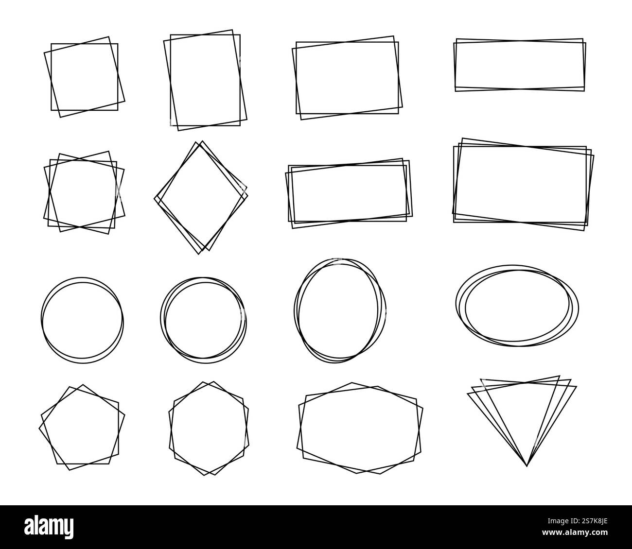 Telaio doppio. Cornice di testo creata con forme geometriche semplici, dal look moderno. Illustrazione Vettoriale