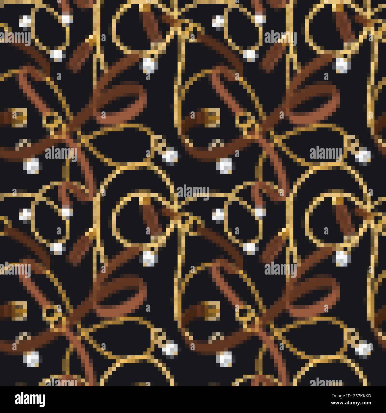 Nastri senza cuciture. Catene e ciondoli in oro, bracciali e cinturini in pelle, accessori perlati ed anelli disegnati per la carta da parati alla moda. trama vettoriale. Nastri senza cuciture. Catene e ciondoli in oro, bracciali e cinturini in pelle sono elementi che creano una texture vettoriale per la carta da parati alla moda Illustrazione Vettoriale