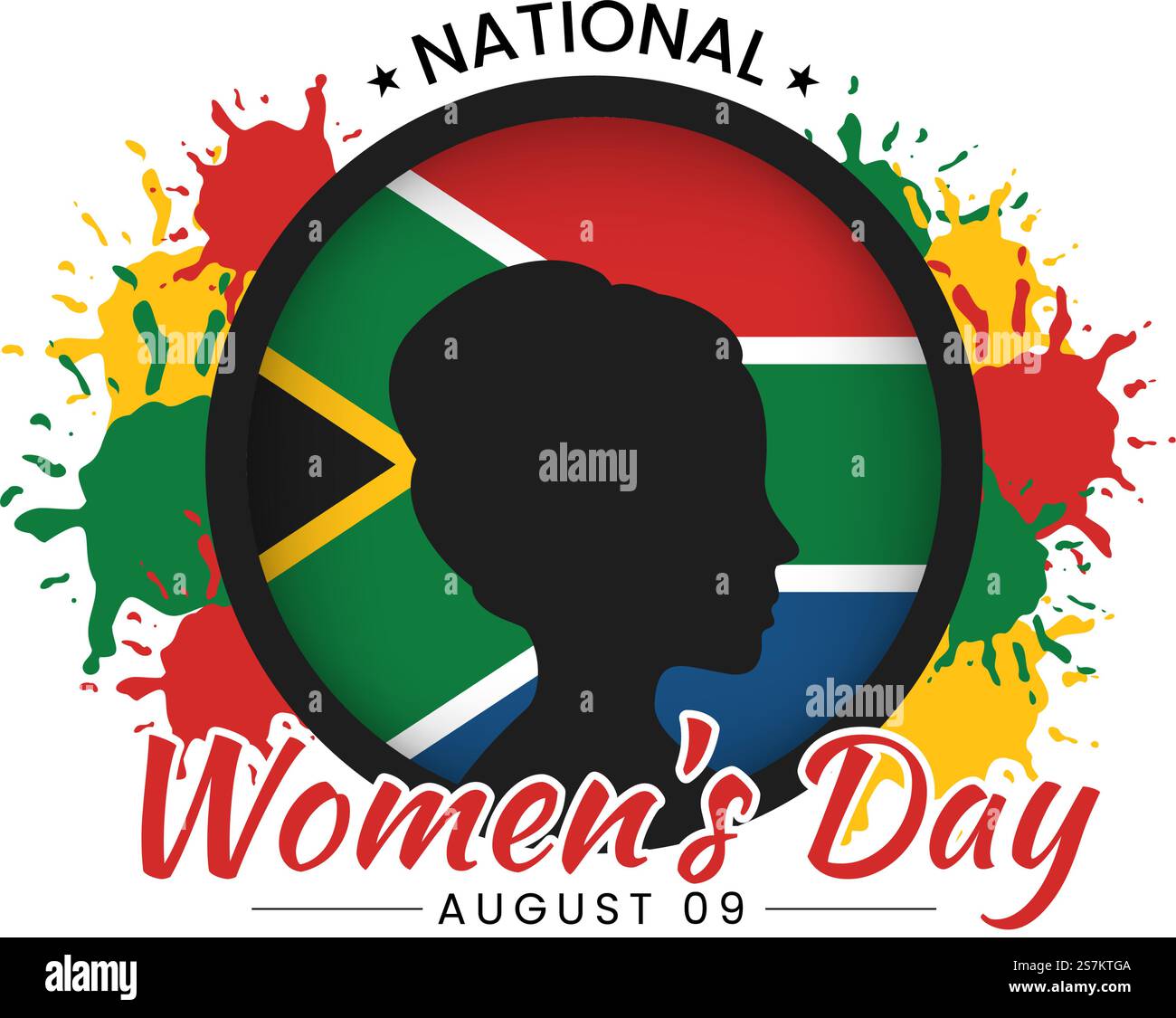 Happy Women Africa Day Celebration illustrazione vettoriale con etnia Black Woman e bandiera africana in modelli di landing page disegnati a mano in cartone animato Illustrazione Vettoriale