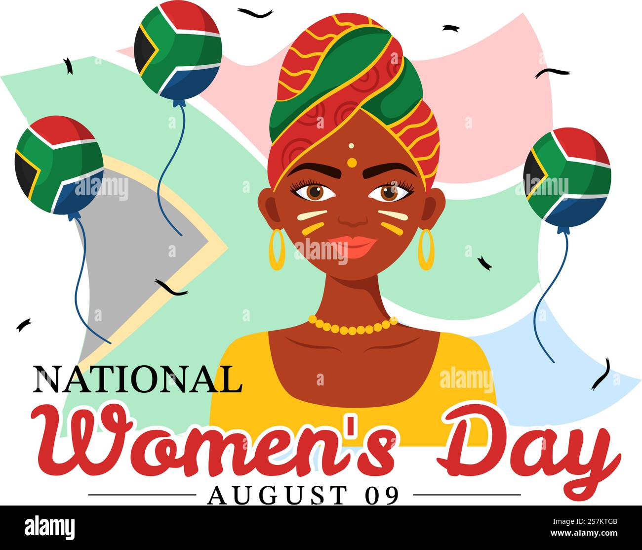 Happy Women Africa Day Celebration illustrazione vettoriale con etnia Black Woman e bandiera africana in modelli di landing page disegnati a mano in cartone animato Illustrazione Vettoriale