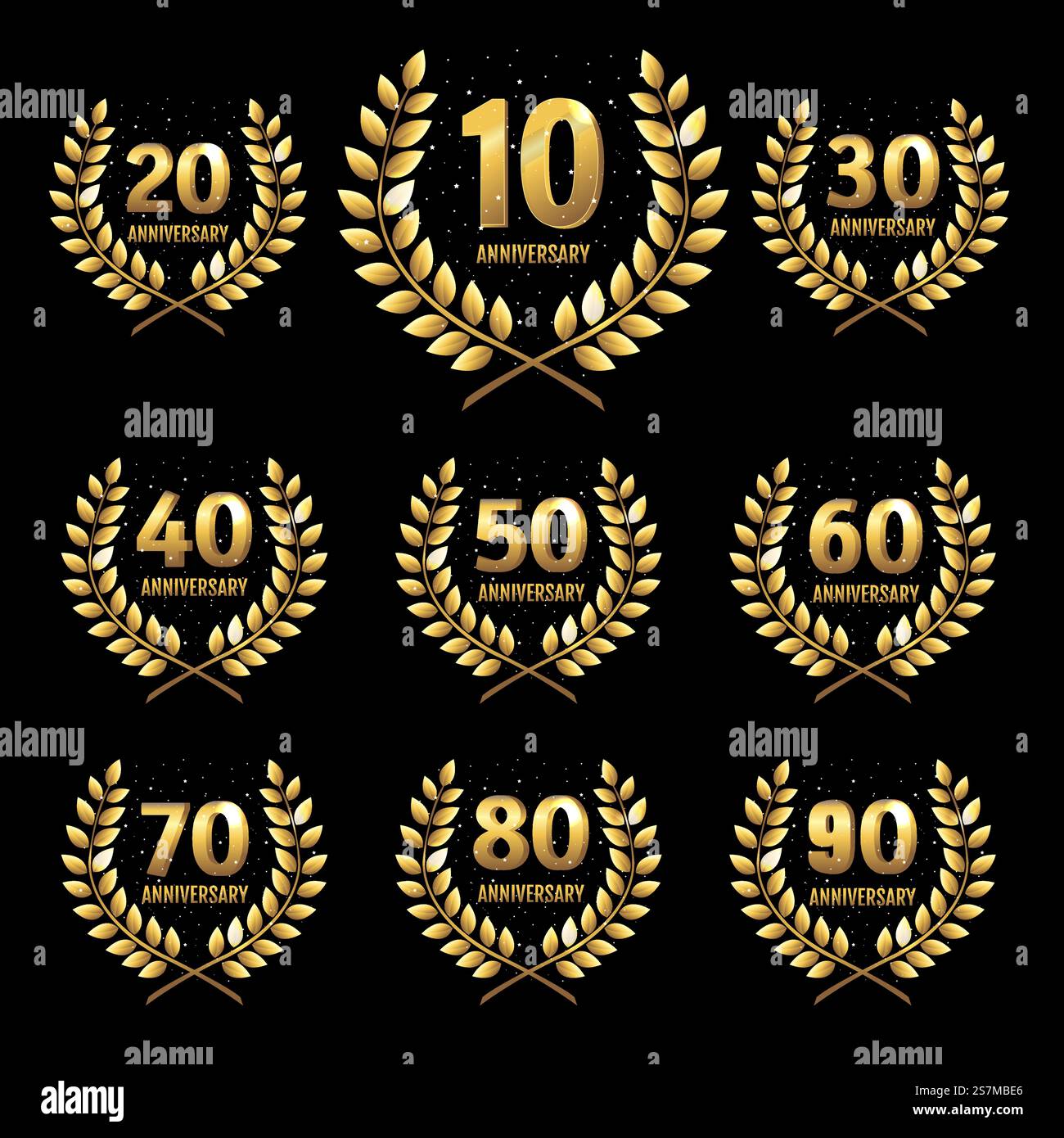 Contorno topografico in linee e contorni dorati. Set di Anniversary Golden Icon Illustrazione Vettoriale