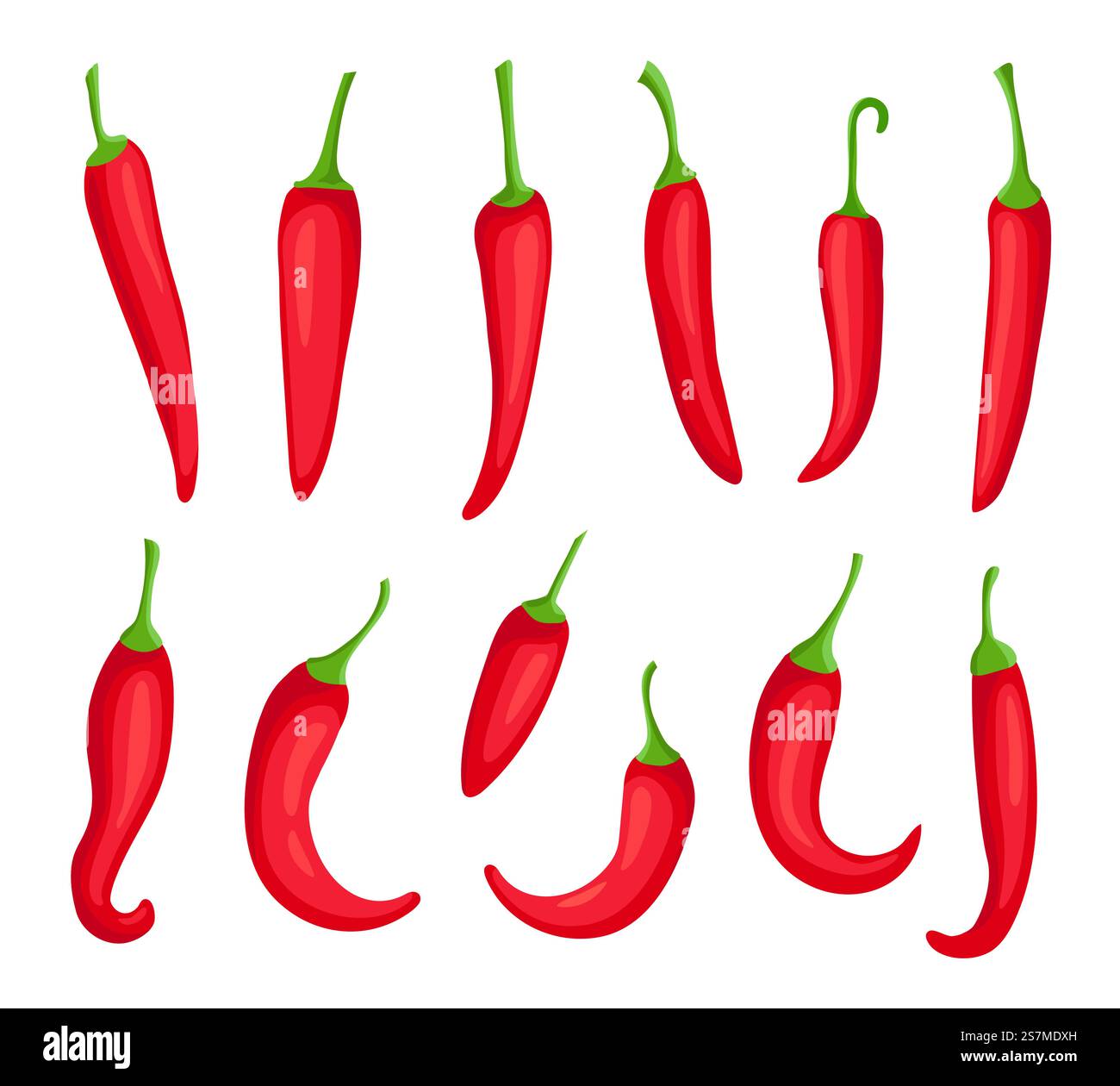 Peperoncini. Pepe rosso piccante al cartoni animati. Ingredienti speziati di cajenna e capsaicina per salsa al peperoncino. Set di elementi vettoriali con logo pepe messicano. Condimento biologico bruciato per la cottura degli alimenti. Peperoncini. Pepe rosso piccante al cartoni animati. Ingredienti speziati di cajenna e capsaicina per salsa al peperoncino. Set di elementi vettoriali con logo pepe messicano Illustrazione Vettoriale