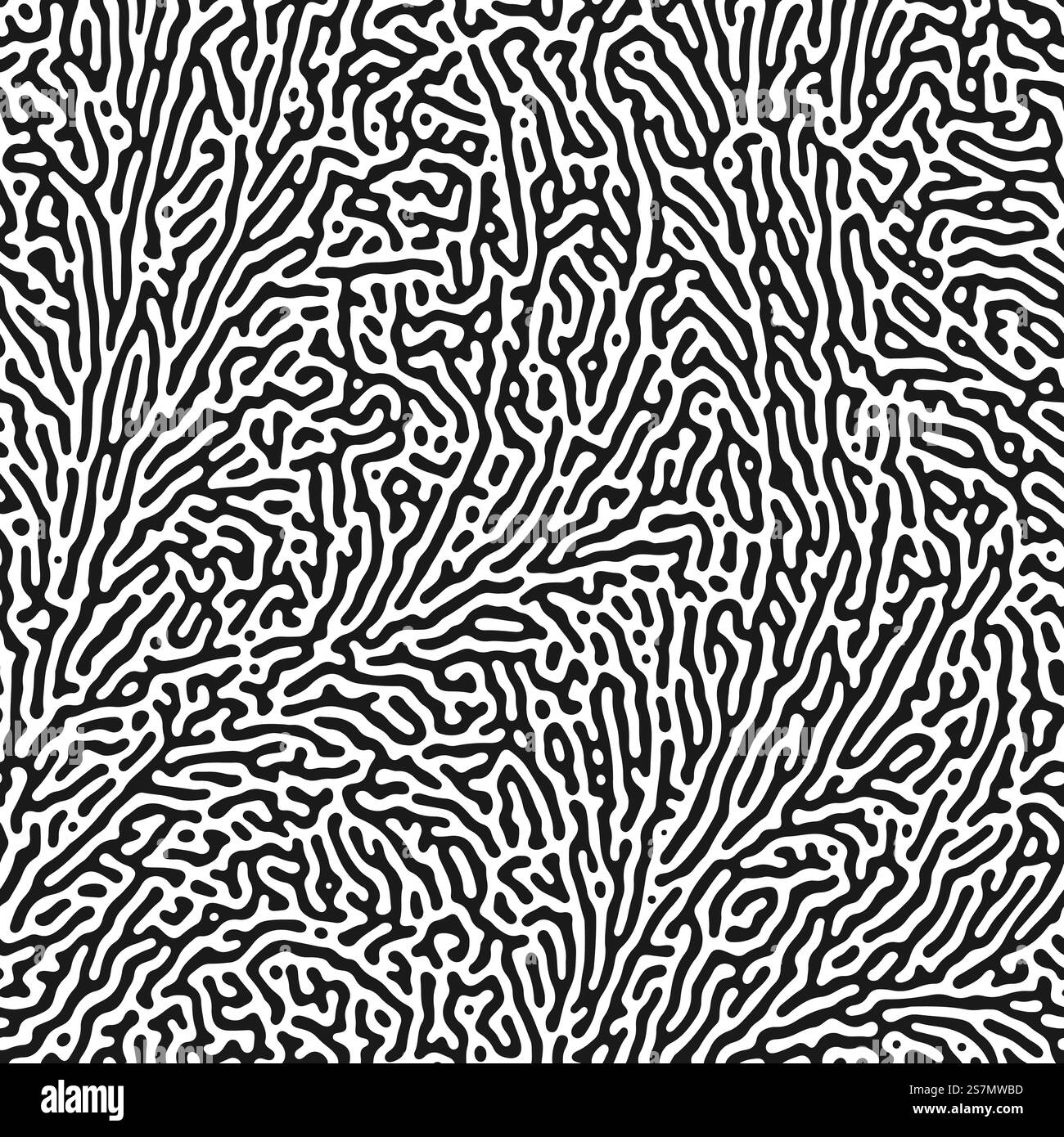 Motivo organico senza cuciture. Diffusione della reazione biologica. Struttura naturale astratta creativa. Labirinto con linee ondulate e trama vettoriale a punti. Sfondo monocromatico con curve per tessuto. Motivo organico senza cuciture. Diffusione della reazione biologica. Struttura naturale astratta creativa. Labirinto con linee ondulate e trama vettoriale a punti Illustrazione Vettoriale