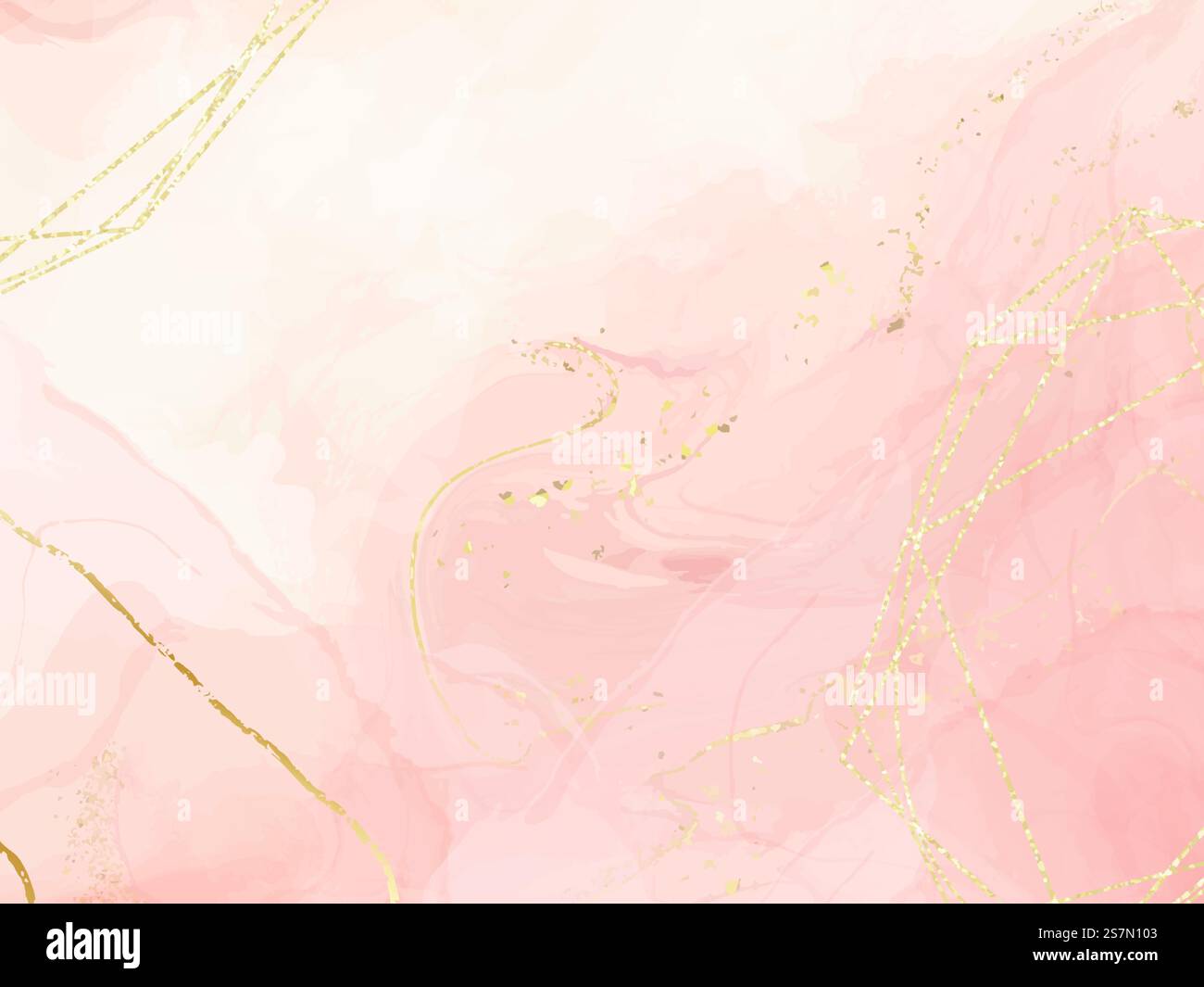 Sfondo acquerello liquido rosa polvere astratto con linee poligonali dorate. Effetto di disegno a inchiostro di marmo color pastello. Modello di disegno dell'illustrazione vettoriale per l'invito al matrimonio.. Sfondo acquerello liquido rosa polvere astratto con linee poligonali dorate. Effetto di disegno a inchiostro di marmo color pastello. Modello di disegno dell'illustrazione vettoriale per l'invito al matrimonio Illustrazione Vettoriale