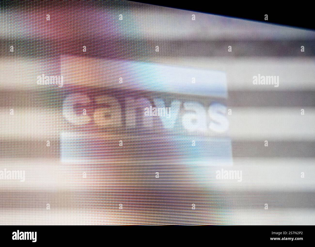 Haarlem, Paesi Bassi - 29 agosto 2019: Visualizzazione ad alta risoluzione del logo del canale Canvas su uno schermo UHD, che evidenzia la struttura dei pixel e il clarit Foto Stock